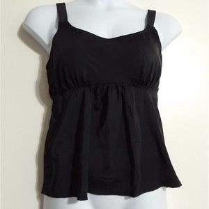 Swimsuits For All Black Scoopneck Tankini Swim Top SIZE 8 NWT
